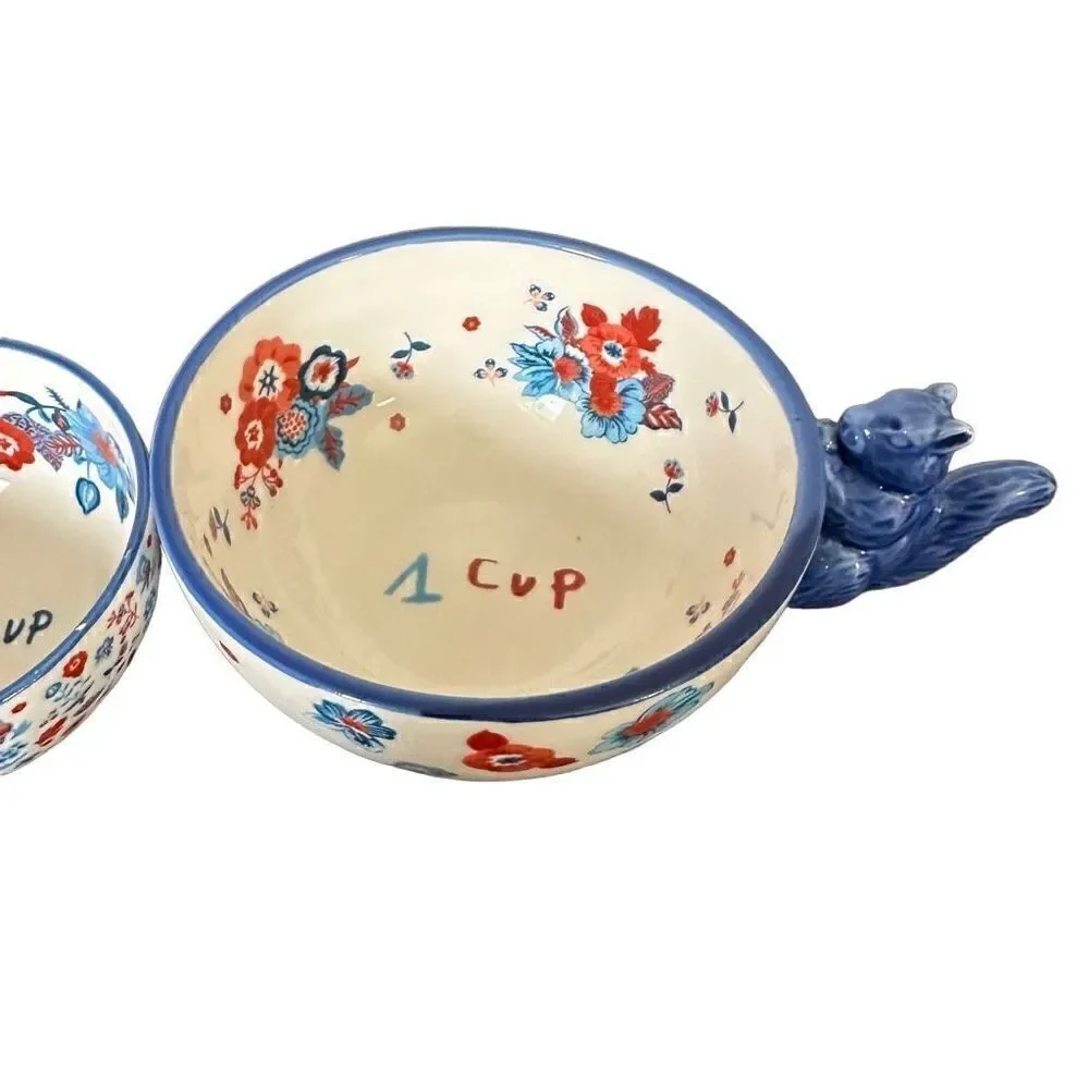 Anthropologie Measuring Cups NATHALIE LETE Set of 3 BIBELOT Squirrel Deer Flora